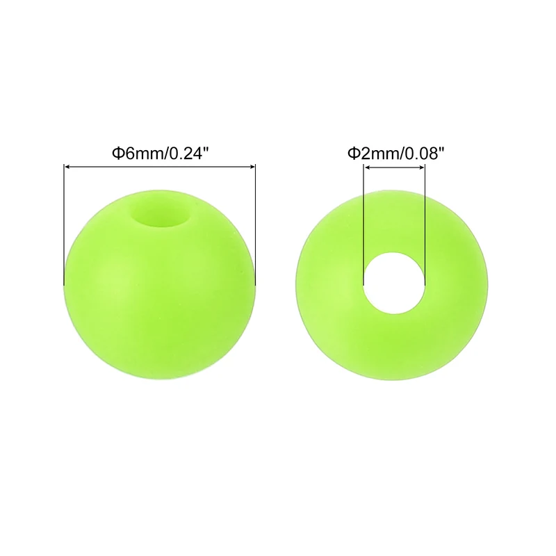 50Pcs 6mm Silicone Beads, Round Loose Rubber Bead for DIY (Fluorescent Green)