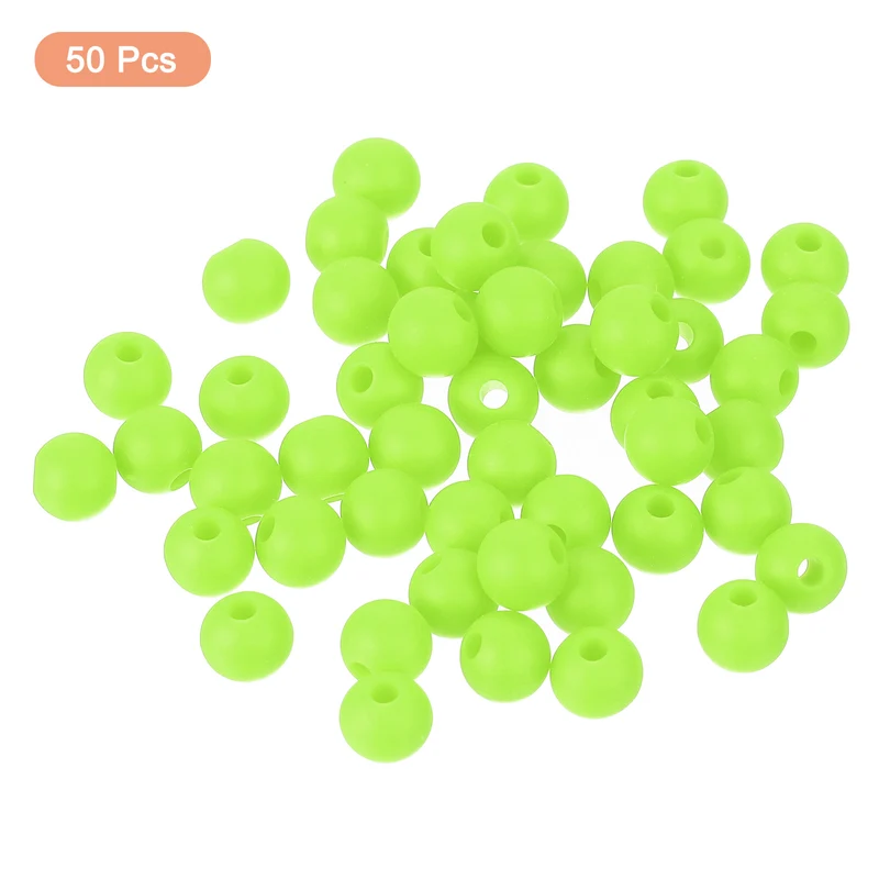 50Pcs 6mm Silicone Beads, Round Loose Rubber Bead for DIY (Fluorescent Green)
