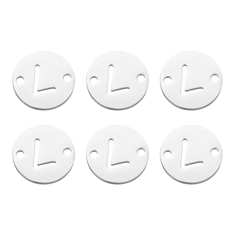 6 Pcs Letter Link Charm, Alphabet Pendant Connector, Silver Letter L