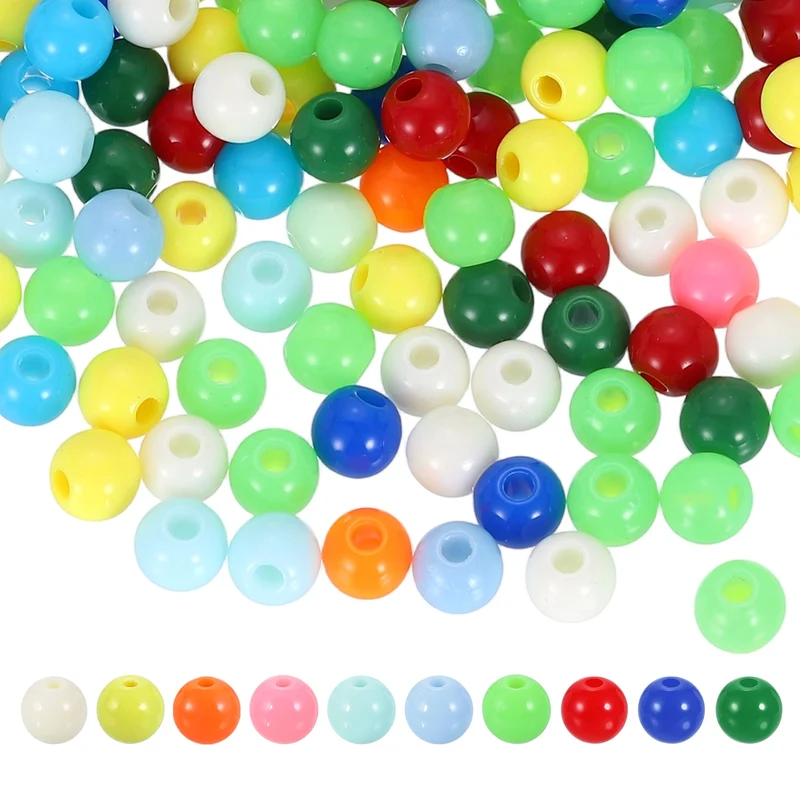 100pcs Random Dark Color Acrylic Round Beads 6mm Plastic Resin Loose Bead