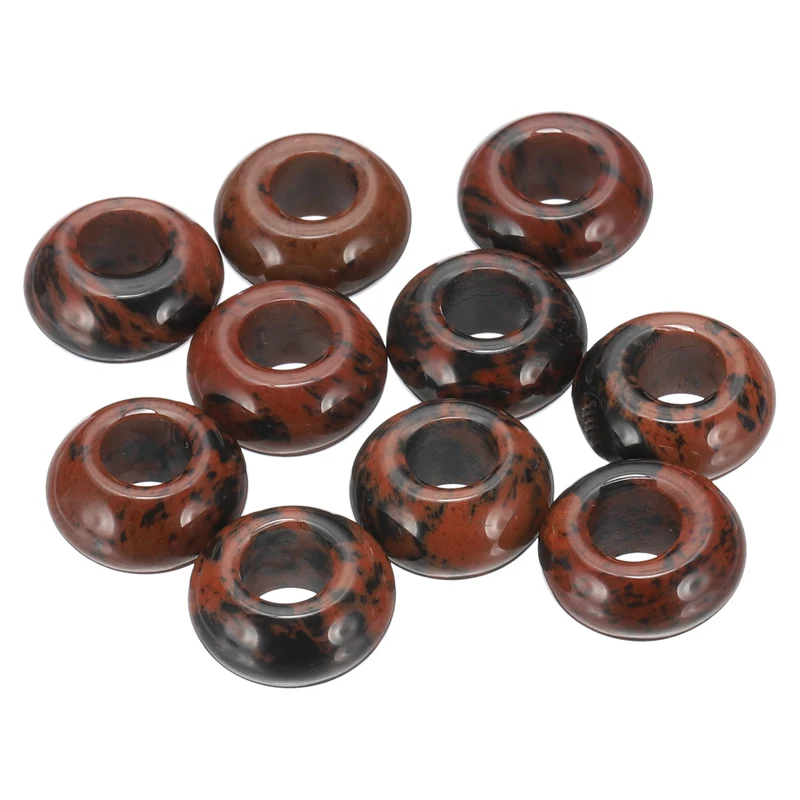10 Pcs Natural Gemstone Beads, Large Hole Rondelle Beads Loose European Crystal Beads Pack for Jewelry Bracelet DIY Craft, 14 x 8 MM, Copper