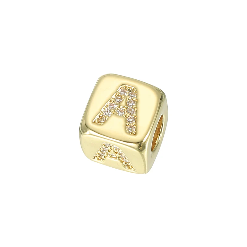Rhinestone Letters Cube Beads, 26 Letters Dice Charm Alphabet A