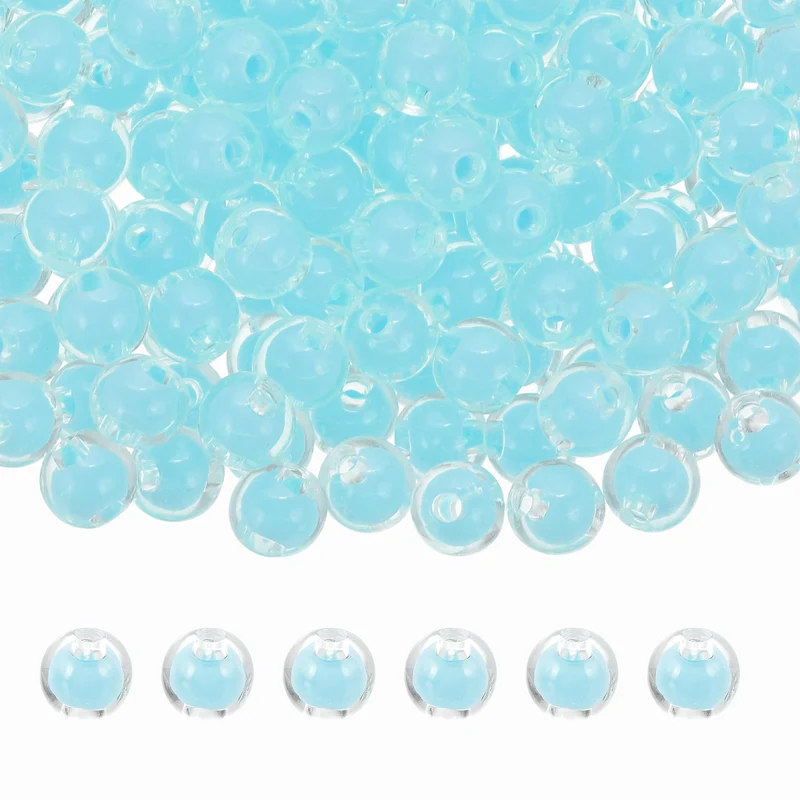 500 Pcs Acrylic Beads, 2mm Cute Beads for Bracelets, Transparent Blue
