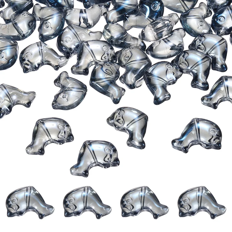 120Pcs Glass Dolphin Beads, Sea Dolphin Glass Bead, Clear Dark Blue