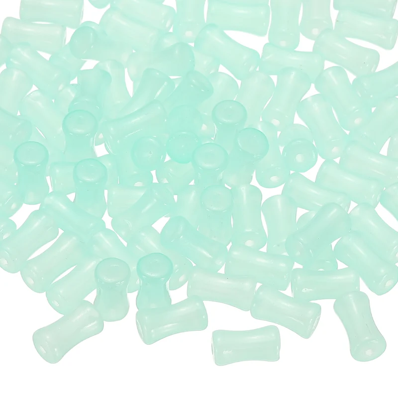 100 Pcs Glass Tube Beads, 6x12mm Bamboo Stick Tube Beads, Bright Blue