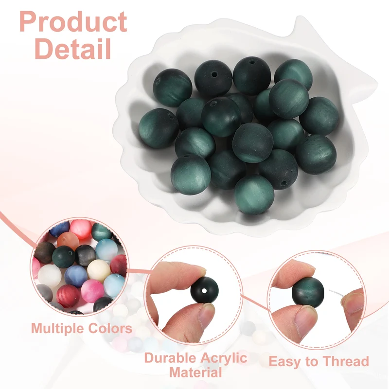 10 Pcs Acrylic Round Beads, 16mm Loose Beads for Jewelry Making, Ocean