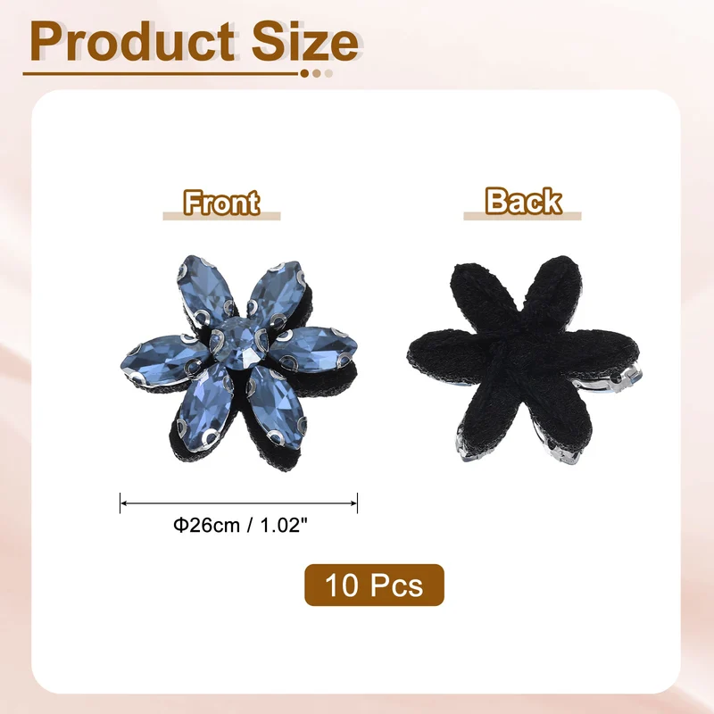 10Pcs Handmade Flower Beaded Patches Glass Crystal Appliques Blue