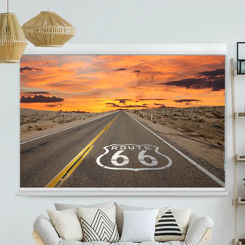 Kassettenrollo Motiv "Route 66" | bis B 420 x H 420 cm