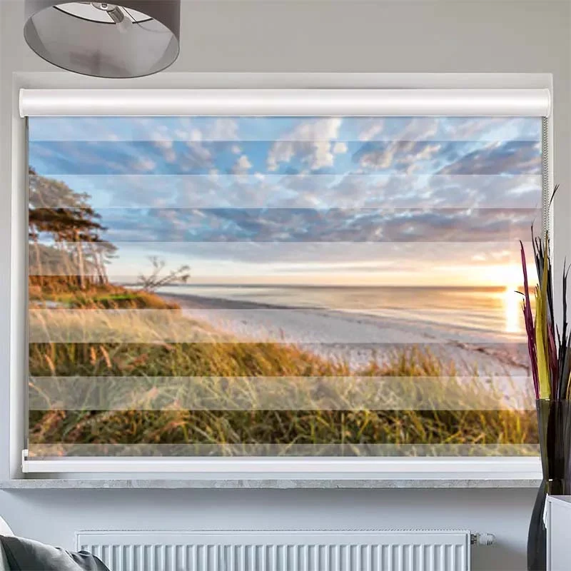 Doppelrollo mit Kassette "Sonnenuntergang am Meer"