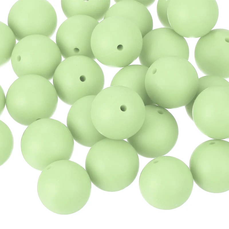 50Pcs 19mm Silicone Beads, Round Loose Rubber Bead for DIY (Jasmine Green)