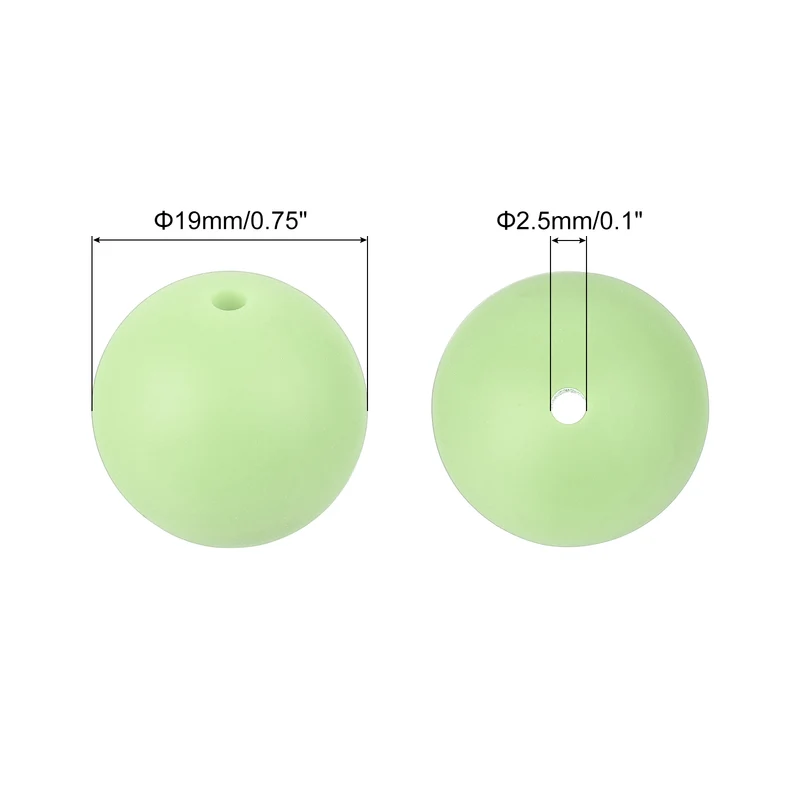 50Pcs 19mm Silicone Beads, Round Loose Rubber Bead for DIY (Jasmine Green)