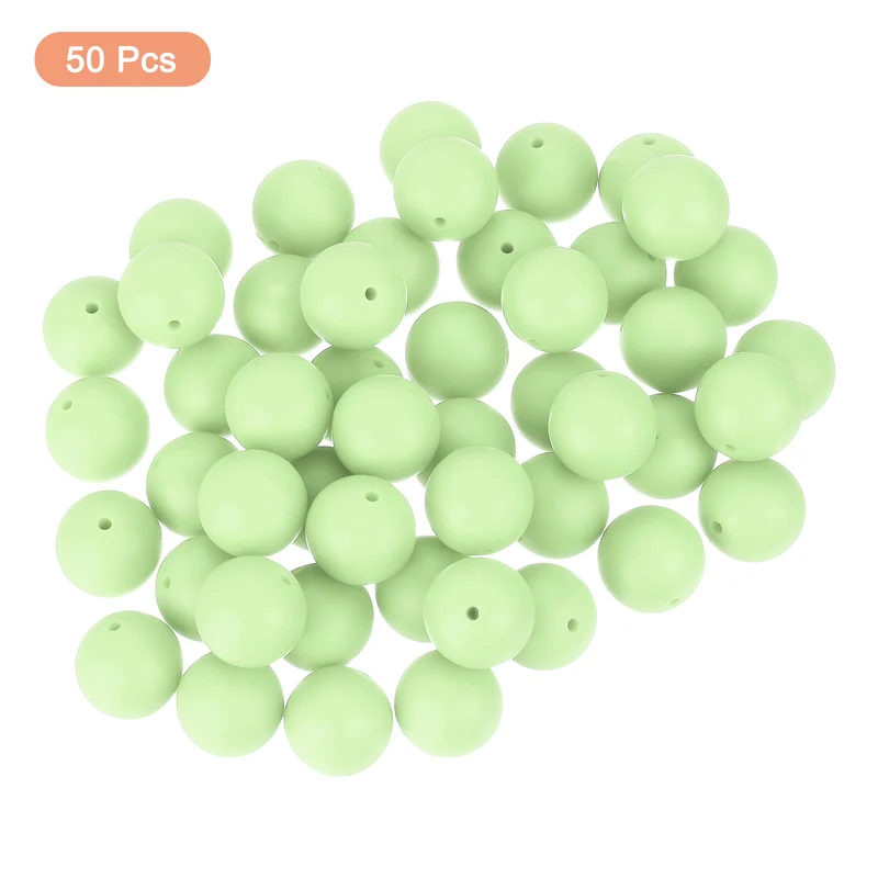 50Pcs 19mm Silicone Beads, Round Loose Rubber Bead for DIY (Jasmine Green)