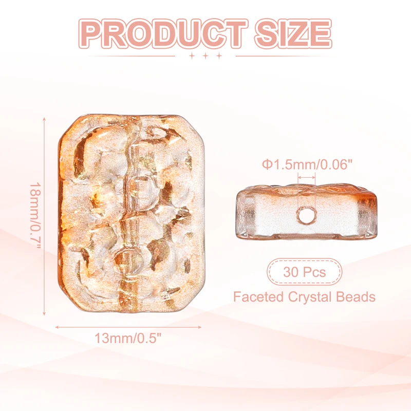 30Pcs Faceted Crystal Beads for Jewelry Making Glass Loose Beads Orange