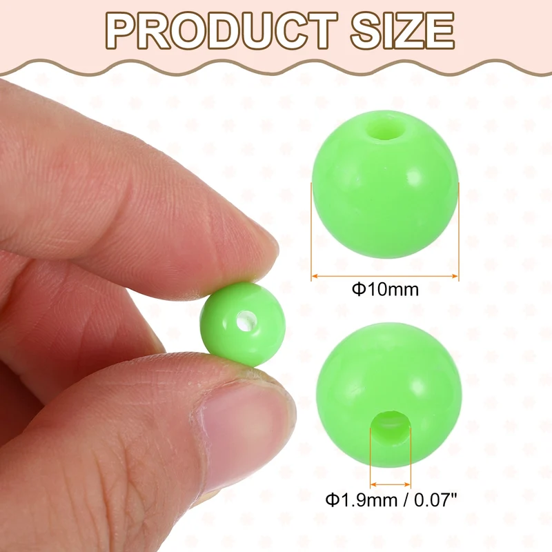 100pcs Cream Green Acrylic Round Beads 10mm Plastic Resin Loose Bead