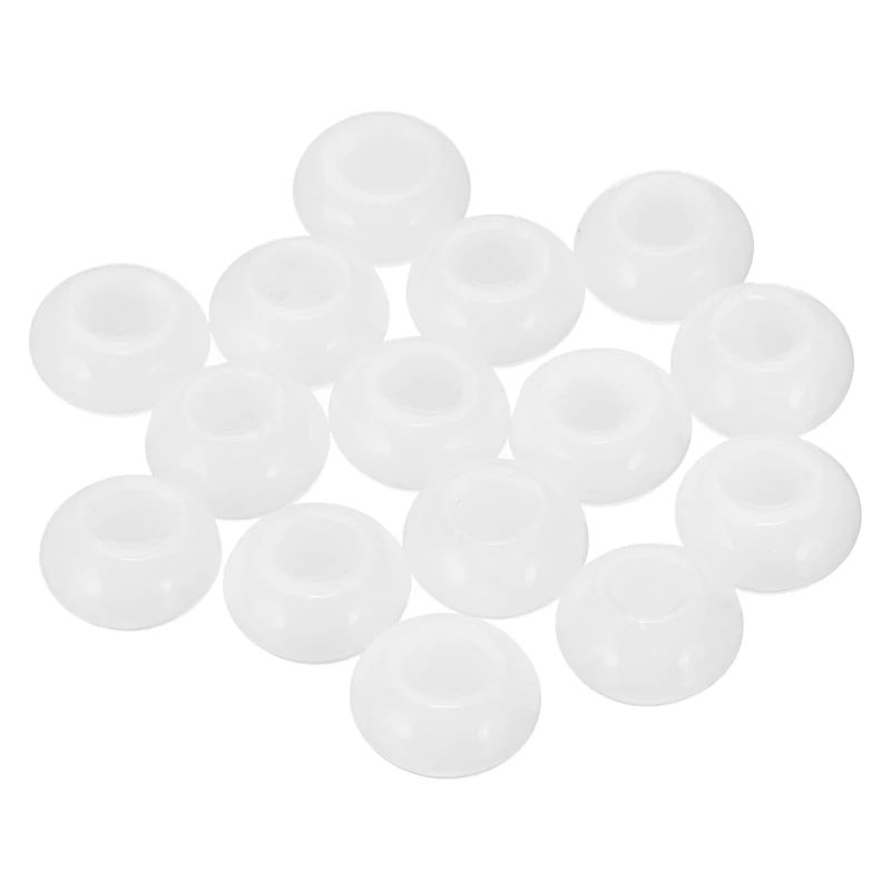 15 Pcs Natural Gemstone Beads, Large Hole Rondelle Beads Loose European Crystal Beads Pack for Jewelry Bracelet DIY Craft, 14 x 8 MM, White Stone