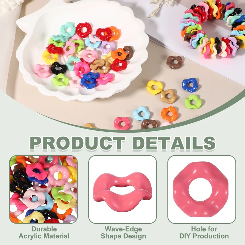 50 Pcs Wavy Spacers, Acrylic Flower Beads Wave Focal Bead, Deep Magenta