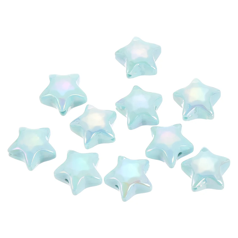 10Pcs Star Shaped Beads, 12x19mm Lovely Acrylic Star Bulk Bead (Blue)