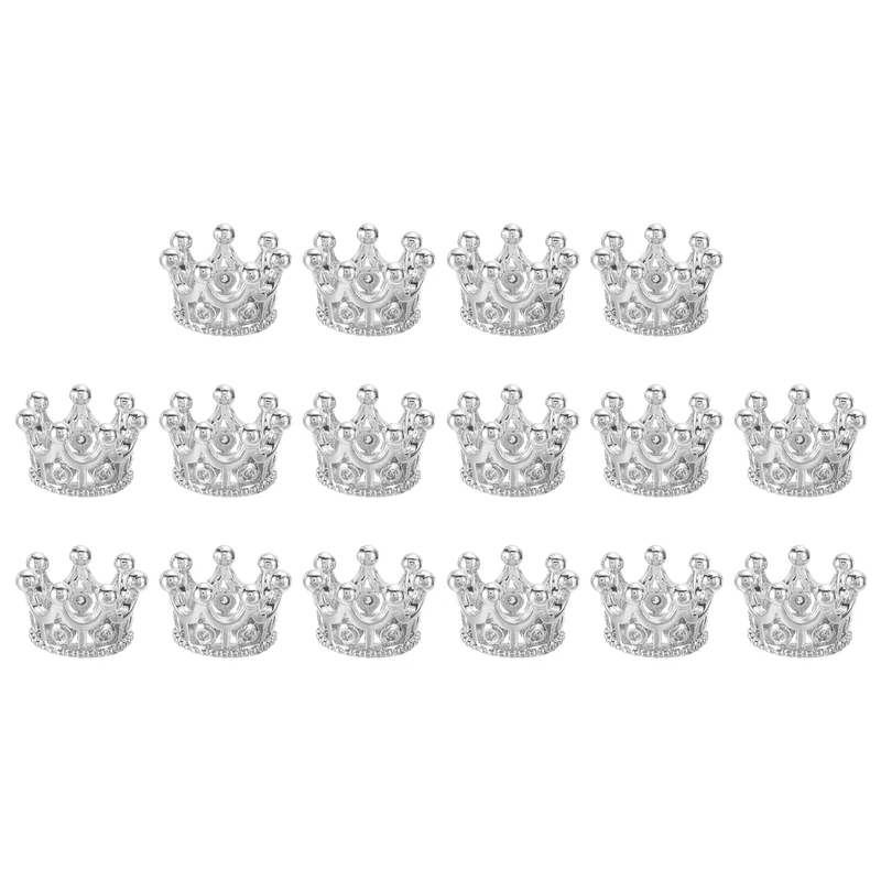 Crown Charm Spacer Beads, 16Pcs 11x7mm Zircon Pave Beads (White Golden)