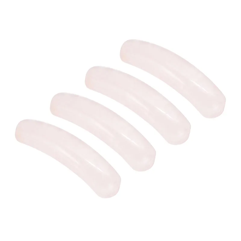 4 Pcs Natural Stone, 36 x 10 mm Natural Curved Clear Quartz Stone Crystal Handmade Jade Flat Beads for DIY Crafting, Rose Quartz