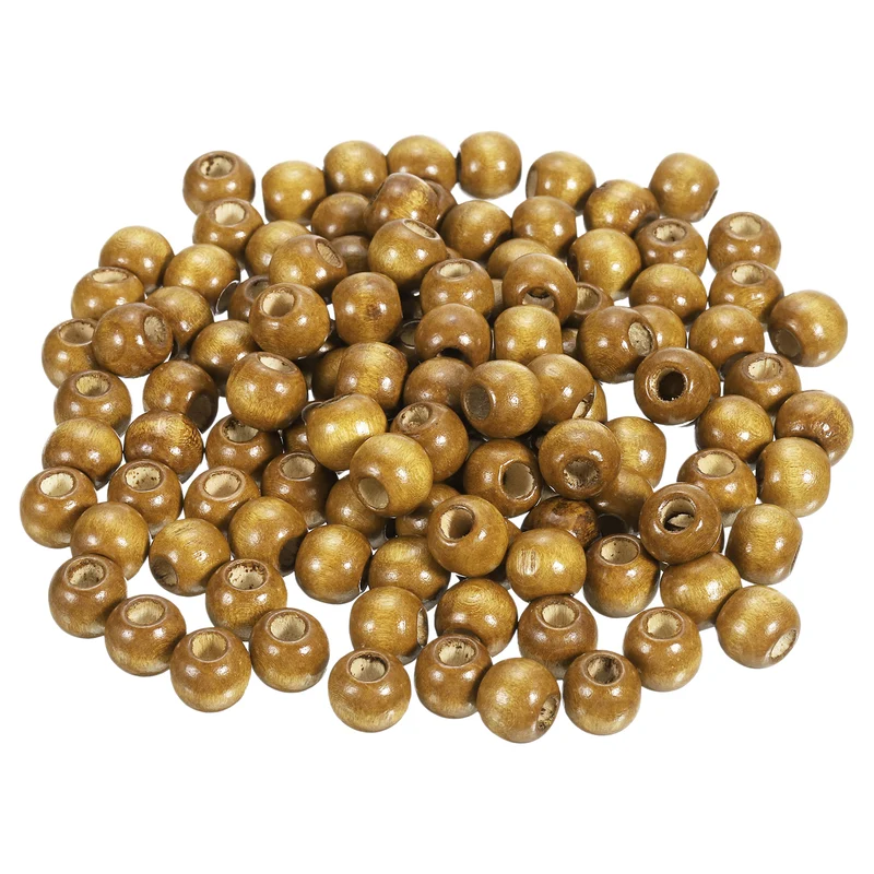 Natural Wood Beads, 400Pcs 10mm Diameter Round Loose Spacer Beads, Medium Brown