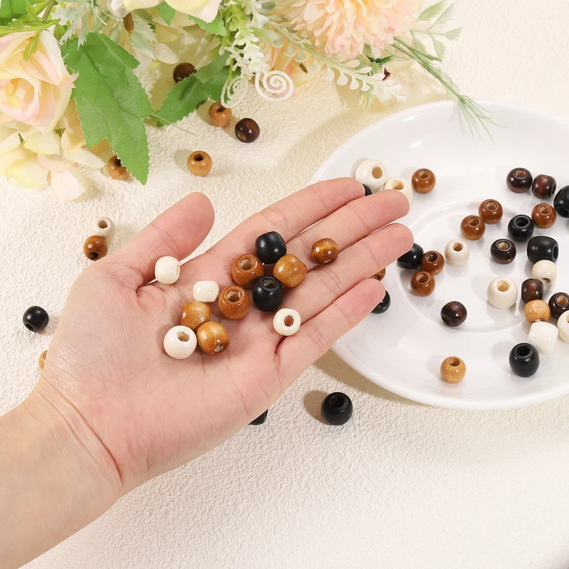 Natural Wood Beads, 400Pcs 10mm Diameter Round Loose Spacer Beads, Medium Brown