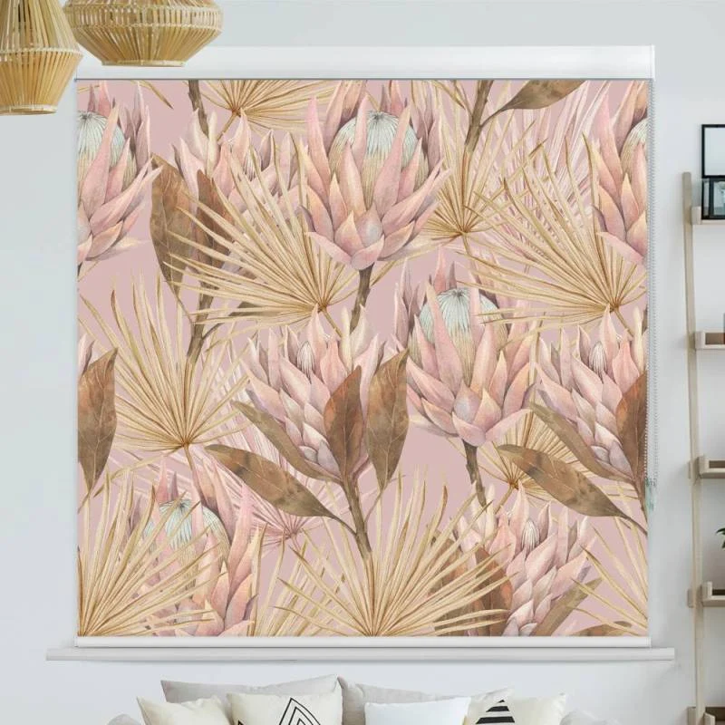 Kassettenrollo Motiv "Palmenblaetter Wasserfarben" | bis B 420 x H 420 cm