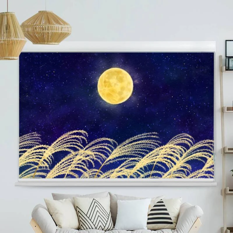 Kassettenrollo Motiv "Pampas Gras Vollmond" | bis B 420 x H 420 cm