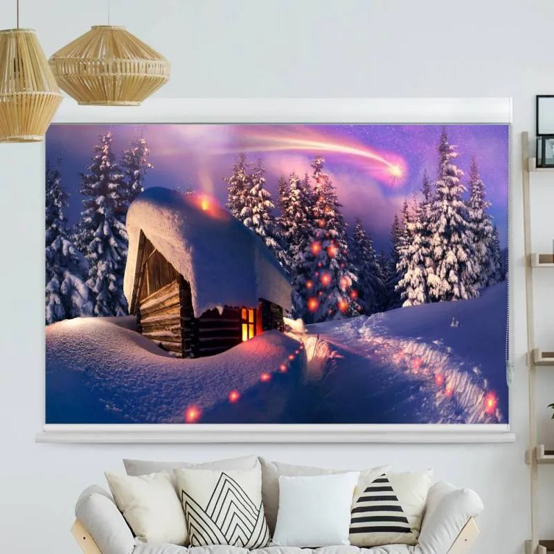 Kassettenrollo Motiv "Schneehuette Winterlandschaft" | bis B 420 x H 420 cm