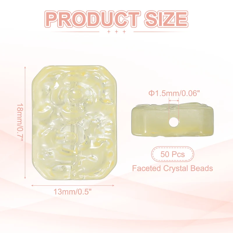 50 Pcs Faceted Crystal Beads for Jewelry Making, Glass Loose Beads, Yellow