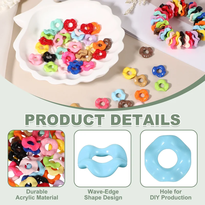 30 Pcs Wavy Spacers, Acrylic Flower Beads Wave Focal Bead, Sky Blue