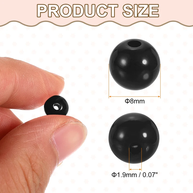 100pcs Black Acrylic Round Beads 8mm Plastic Resin Loose Bead