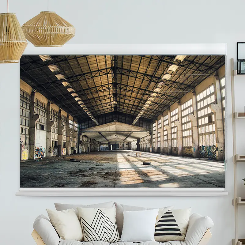 Kassettenrollo Motiv "Verlassene Industriehalle" | bis B 420 x H 420 cm