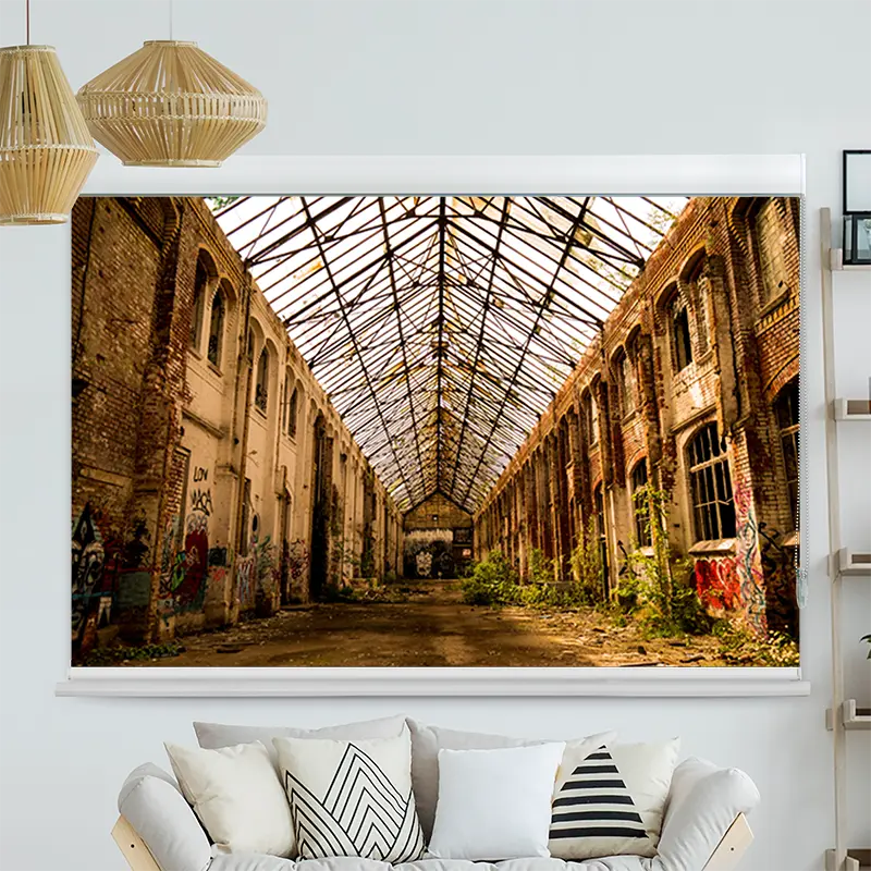 Kassettenrollo Motiv "Verlassene Fabrikhalle in Leipzig" | bis B 420 x H 420 cm