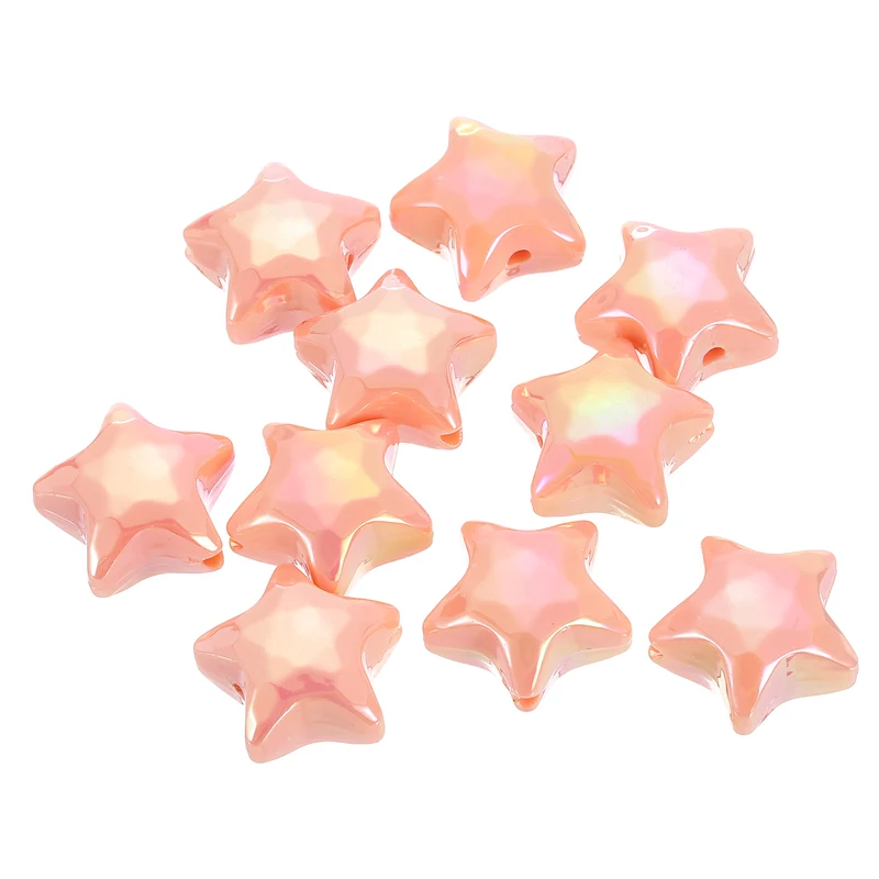 10Pcs Star Shaped Beads, 12x19mm Lovely Acrylic Star Bulk Bead (Orange)