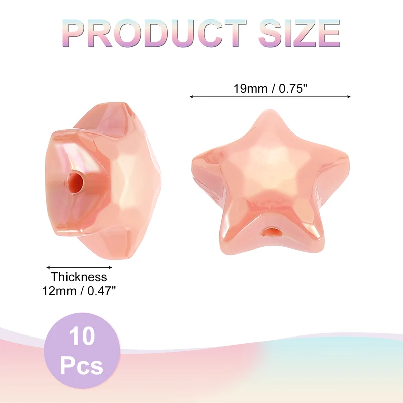 10Pcs Star Shaped Beads, 12x19mm Lovely Acrylic Star Bulk Bead (Orange)