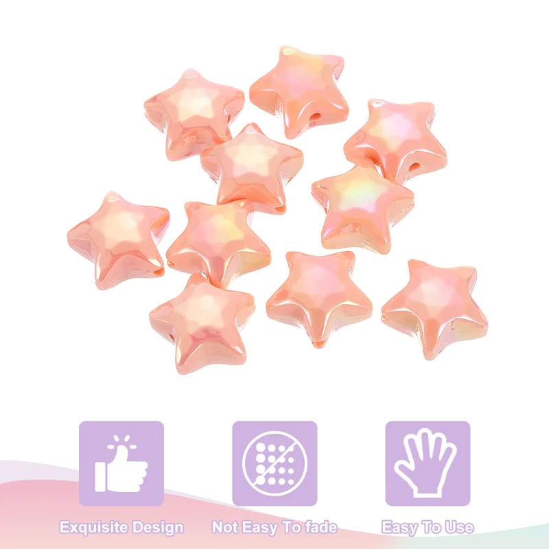 10Pcs Star Shaped Beads, 12x19mm Lovely Acrylic Star Bulk Bead (Orange)