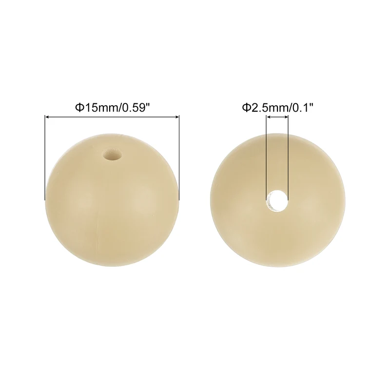 50Pcs 15mm Silicone Beads, Round Loose Rubber Bead for DIY (Oatmeal Yellow)