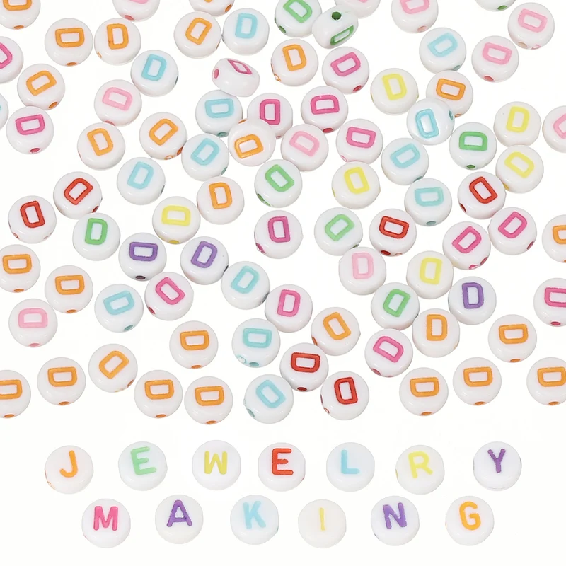Alphabet Beads, 100 Pcs Rainbow Letter Beads Acrylic Charms, 4x7mm, Letter D