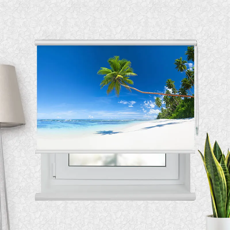 Motivrollo 'Traumstrand mit Palmen' | Bis B 430 x H 440 cm