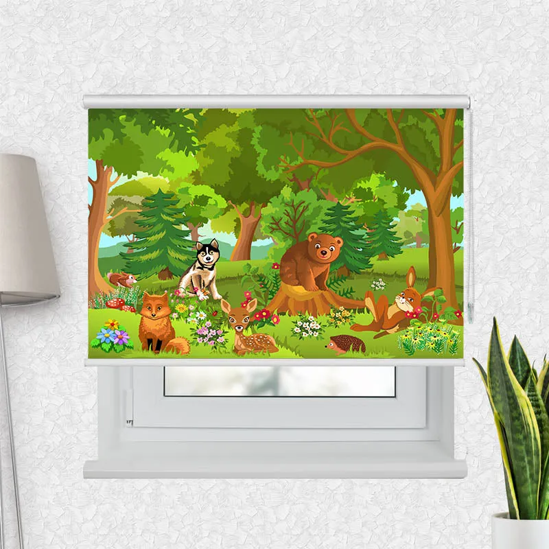 Motivrollo 'Wilde Tiere im Wald' | Bis B 430 x H 440 cm