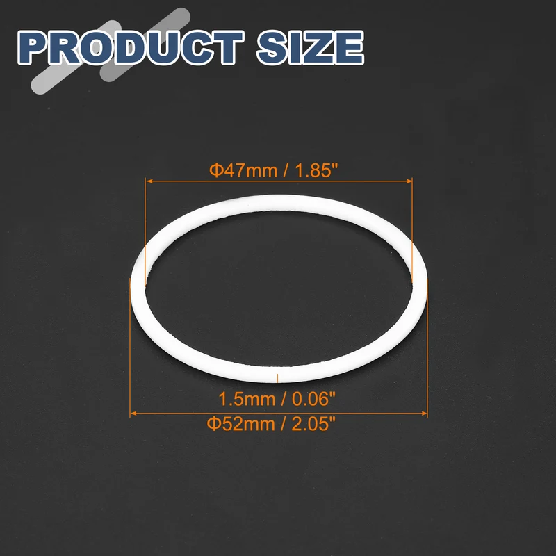 M47 PTFE Flat Washer, 10 Pcs 47x52x1.5mm O-Ring Sealing Gasket, White