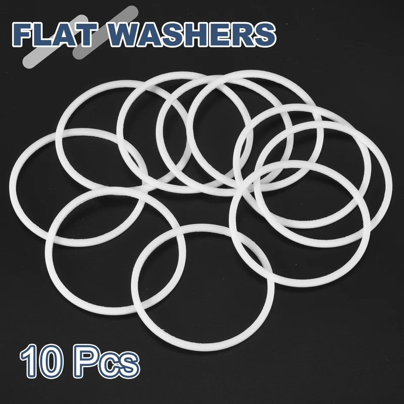 M47 PTFE Flat Washer, 10 Pcs 47x52x1.5mm O-Ring Sealing Gasket, White