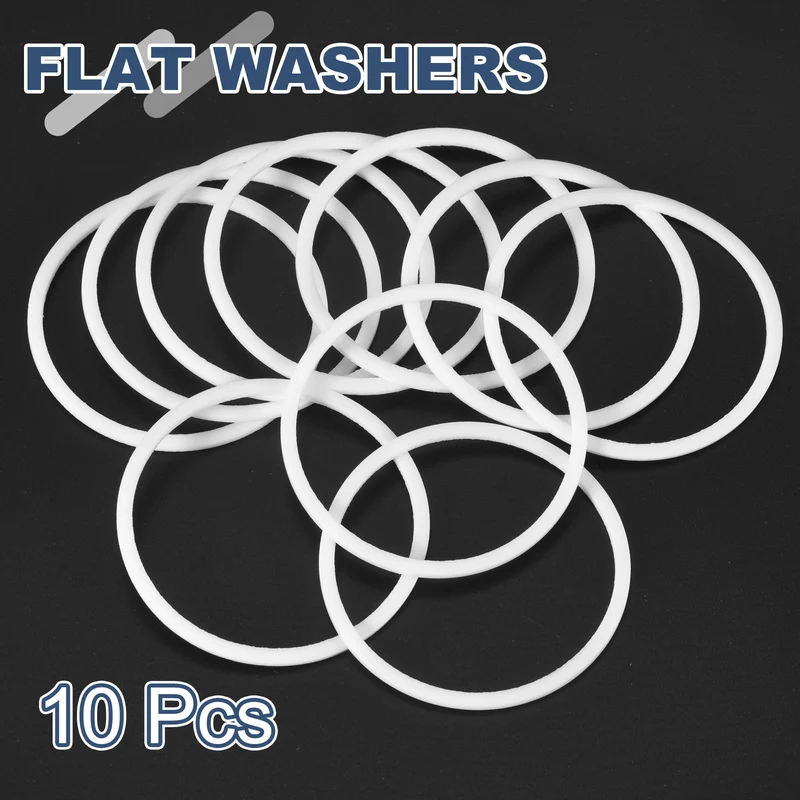 M45 PTFE Flat Washer, 10 Pcs 45x50x1.5mm O-Ring Sealing Gasket, White