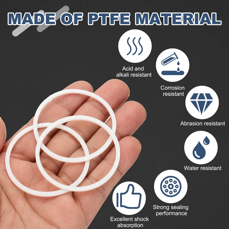 M45 PTFE Flat Washer, 10 Pcs 45x50x1.5mm O-Ring Sealing Gasket, White