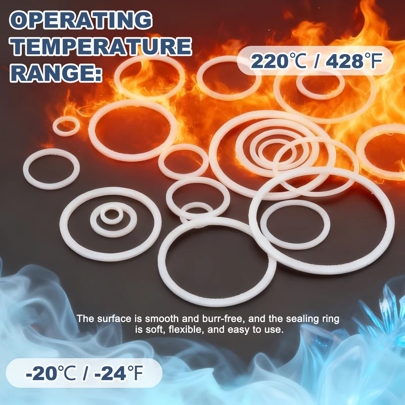 M45 PTFE Flat Washer, 10 Pcs 45x50x1.5mm O-Ring Sealing Gasket, White