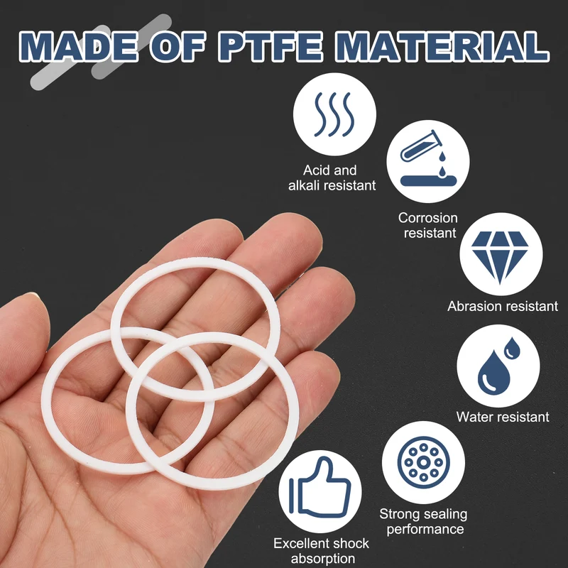 M42 PTFE Flat Washer, 10 Pcs 42x48x1.5mm O-Ring Sealing Gasket, White
