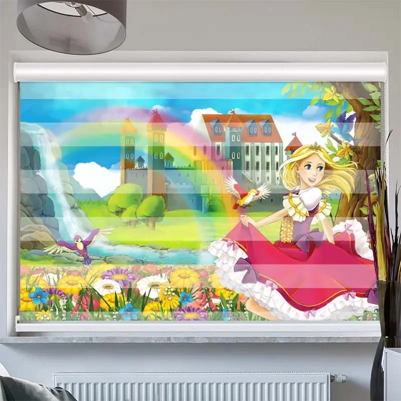 Doppelrollo mit Kassette "Prinzessin Regenbogen Schloss"