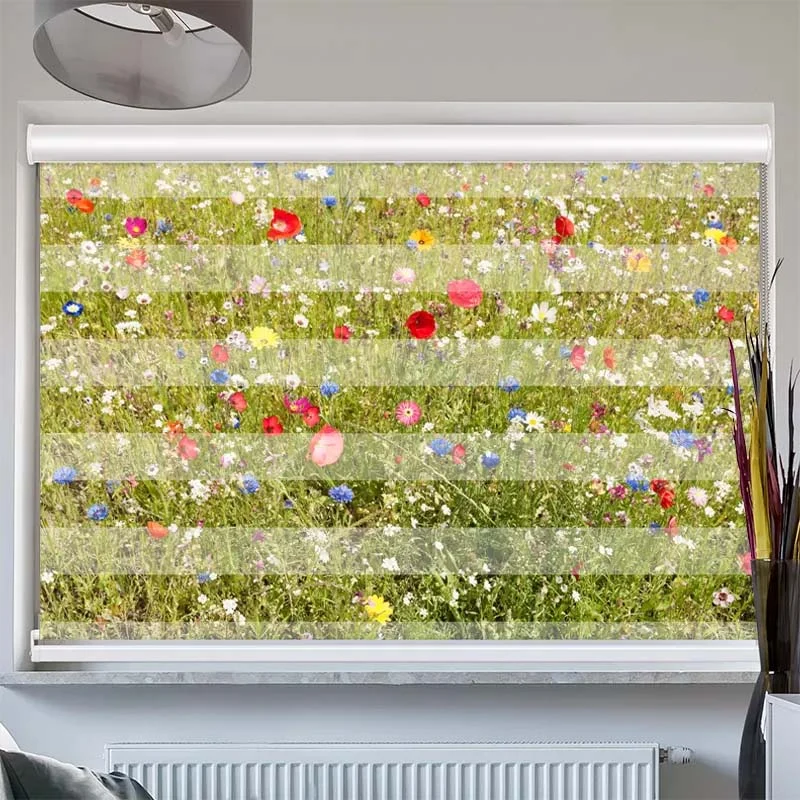 Doppelrollo mit Kassette "Wiese mit Wildblumen"