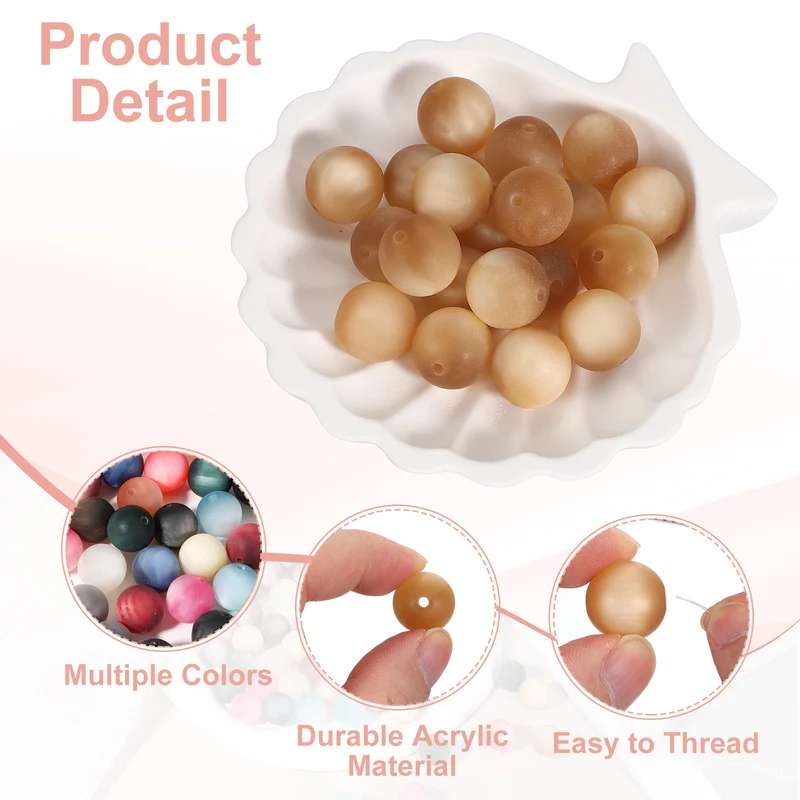 20 Pcs Acrylic Round Beads, 16mm Loose Beads for Jewelry Making, Ochre
