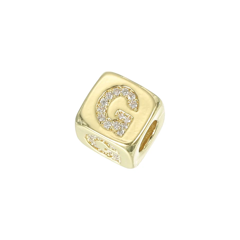 Rhinestone Letters Cube Beads, 26 Letters Dice Charm Alphabet g